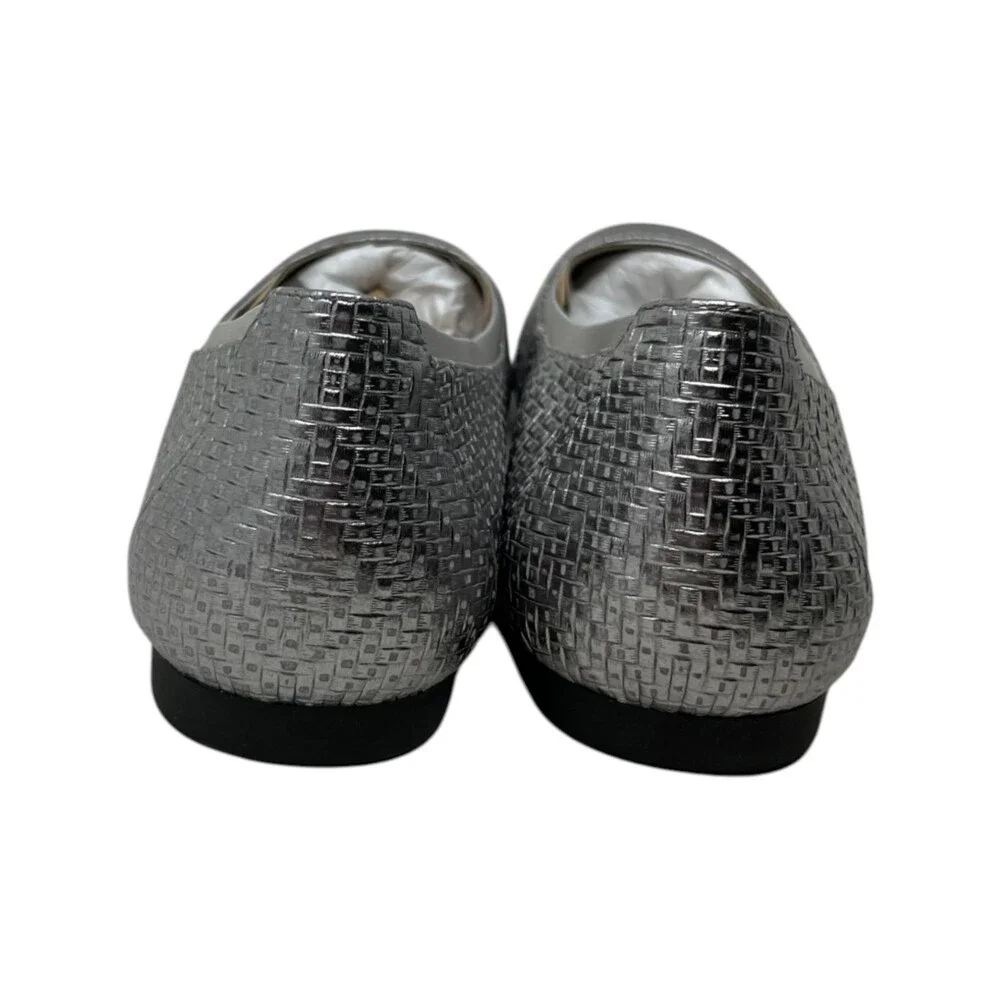 Vionic Ballet Flat Women's Size 12 Amira Silver Woven Basket Weave Comfort